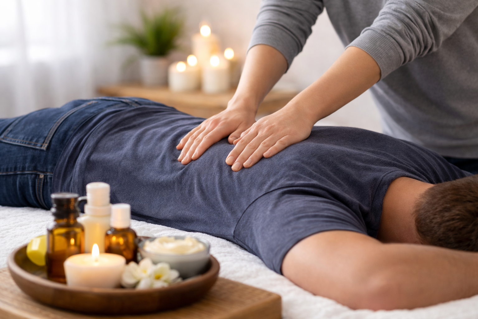 Spontaneous muscle relaxation therapy using targeted gentle touch