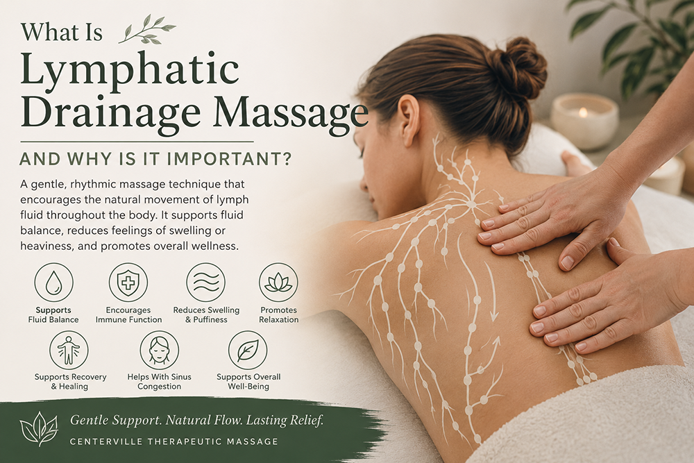 Massage therapist providing gentle lymphatic drainage massage for wellness and fluid balance support